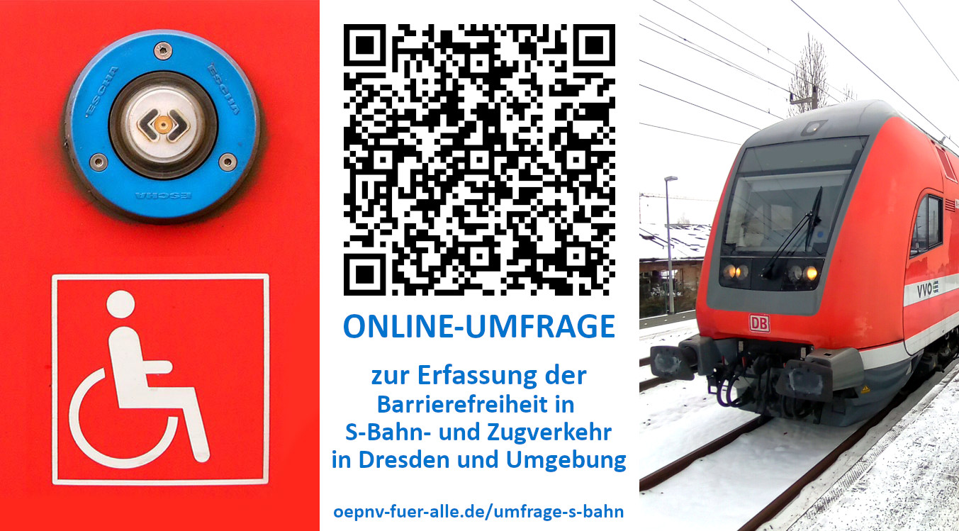 Online-Umfrage zur Erfassung barrierefreier Reisemöglichkeiten in S-Bahn- und Zugverkehr in Dresden und Umgebung